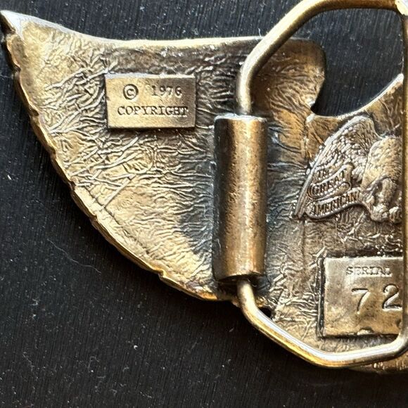Vintage  American Belt Buckle Company  Made in USA!! 1976 brass Serial Number 72 - Picture 4 of 7